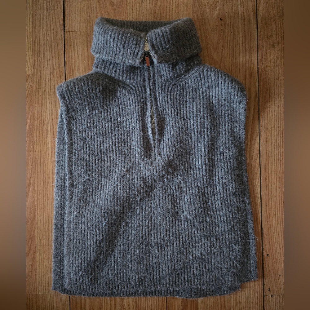 Anthropologie Cashmere Vest Mock Neck Sleeveless Gray Top Women's Small